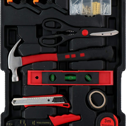 KINZO Værkstøjssæt med 187 Dele i Aluminiumskuffert med Hjul