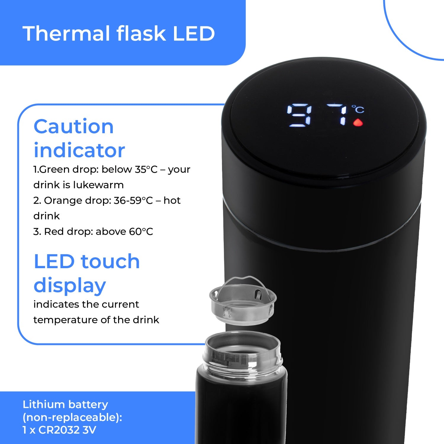 Termoflaske medTouch Display – 473ml