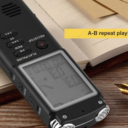 Digital diktafon och MP3-spelare med 8 GB lagringsutrymme och känslig mikrofon