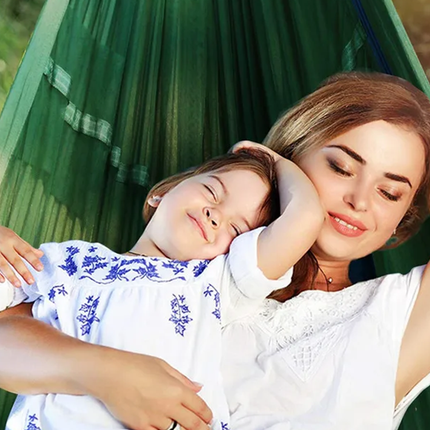 Lättviktshängmatta med myggnät – perfekt för camping och utomhus