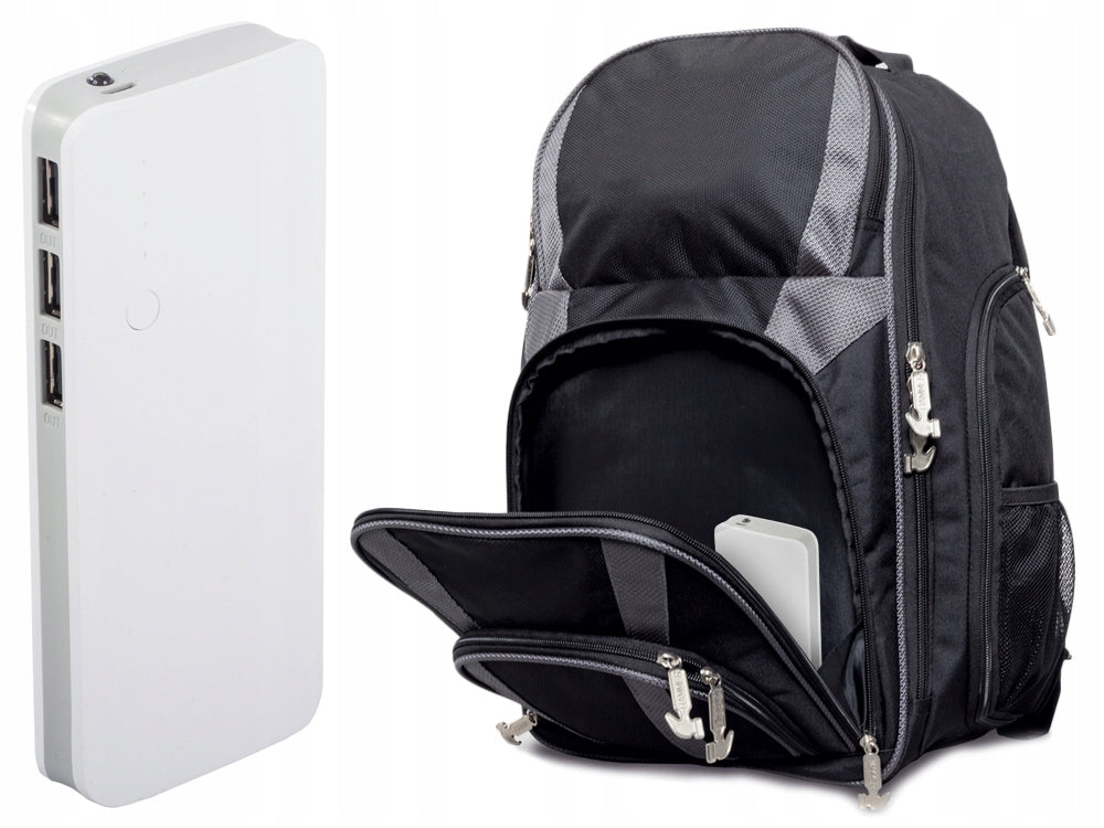 Powerbank 10 000 mAh med 3x USB, snabbladdning och LED-lampa