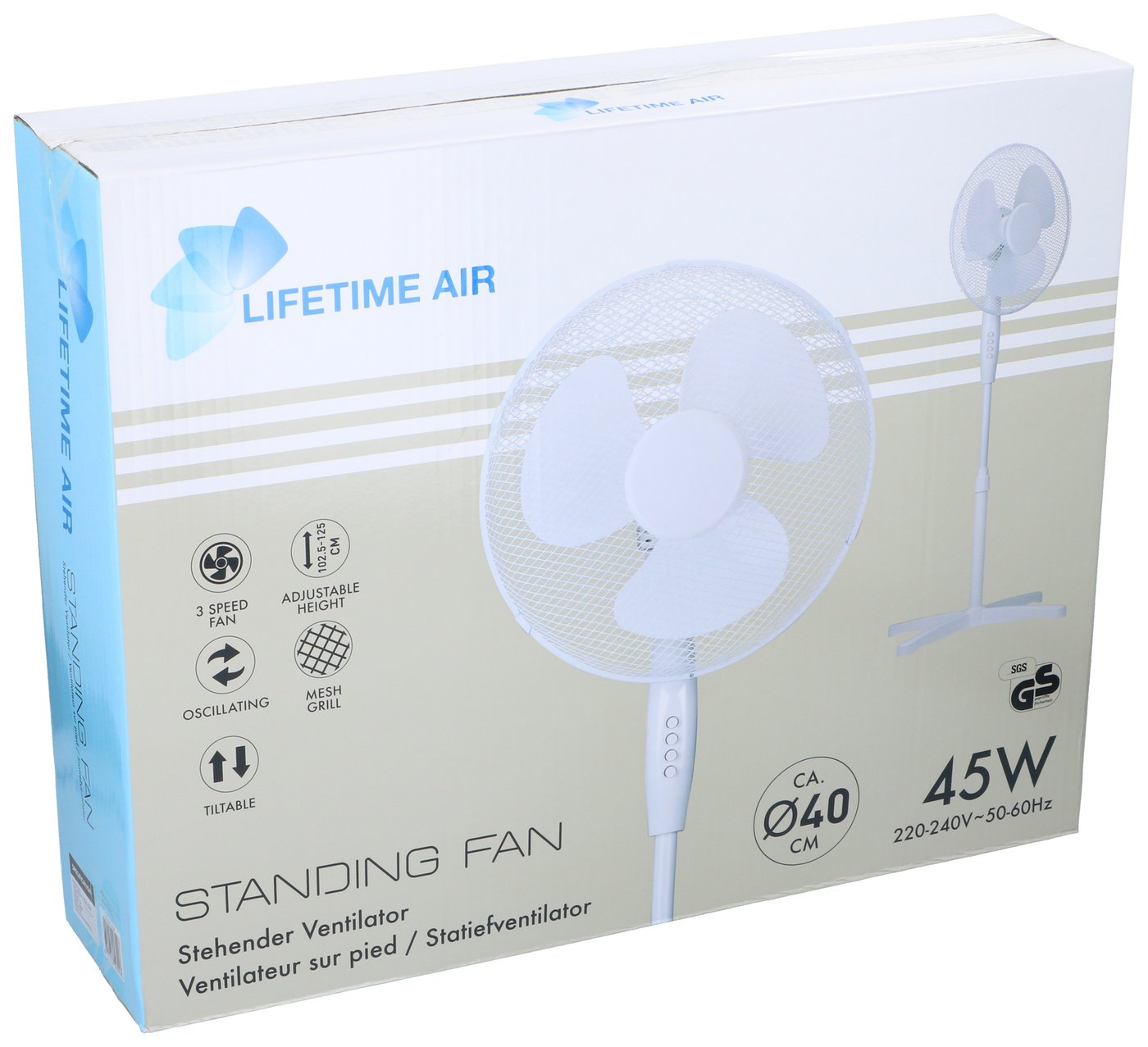 Gulvventilator 40 cm – Støjsvag Ventilator med 3 Hastigheder & Oscillation