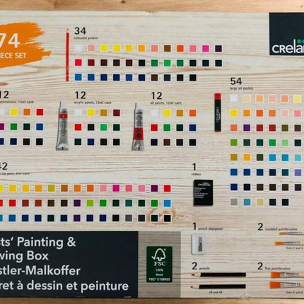 Stort målarset i trälåda – 174 delar för kreativ lek