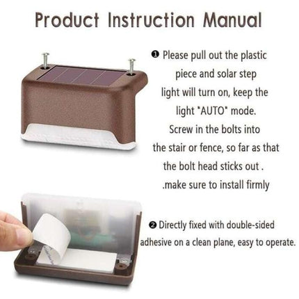 Solar-LED trapp- och staketljus - 4 st. Uppsättning