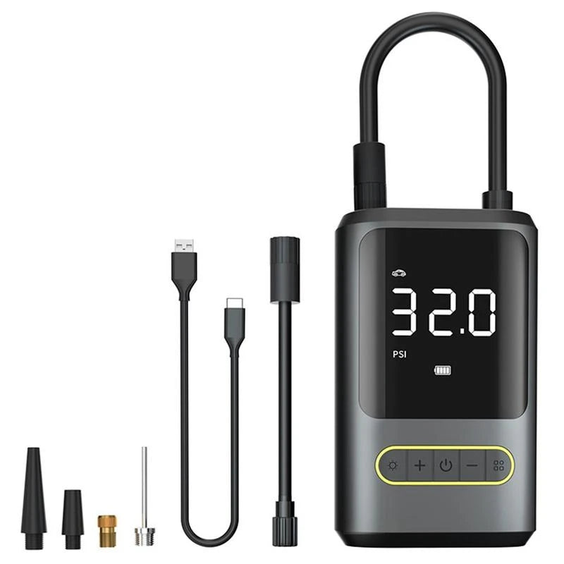 Däckpump, powerbank, 2 x 2 000 mAh battericeller