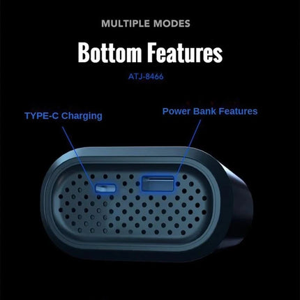 Dækpumpe, powerbank,  2 x 2.000 mAh battericeller