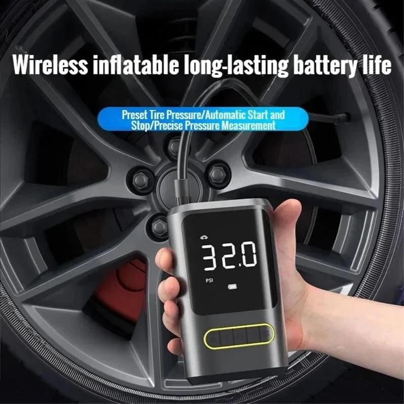 Dækpumpe, powerbank,  2 x 2.000 mAh battericeller