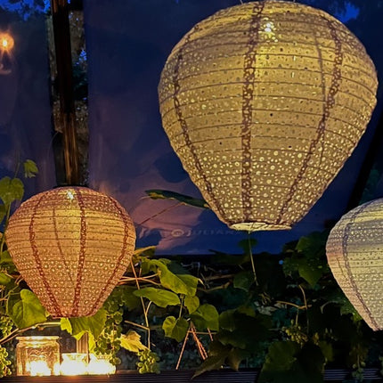 Rispapir solcellelamper i 4 farver