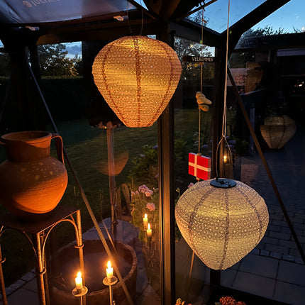 Rispapir solcellelamper i 4 farver