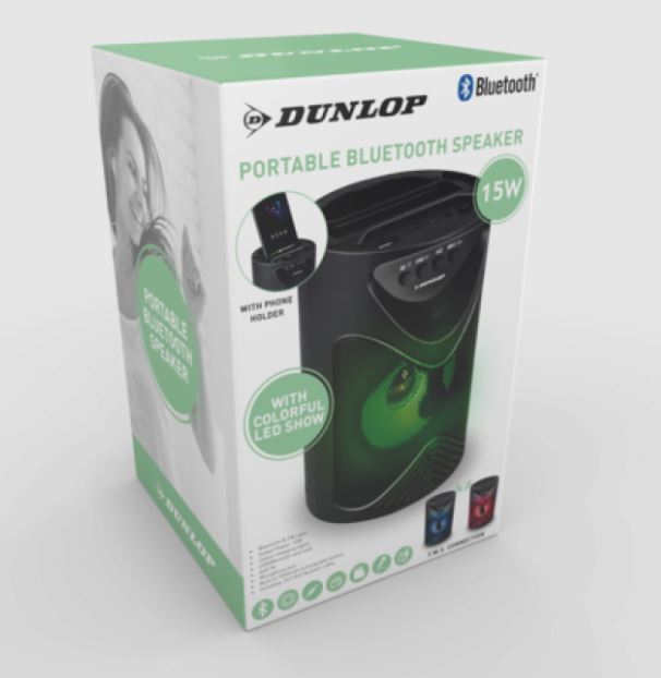Dunlop Bluetooth mini bärbara högtalare med färgbyte