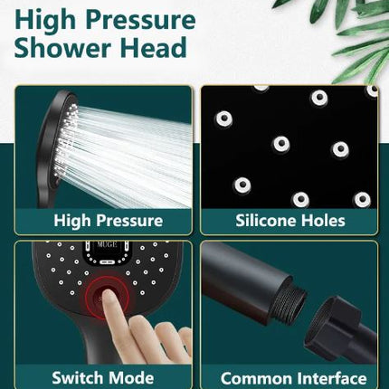 Vandbesparende brusehoved M/slange + 3 funktioner