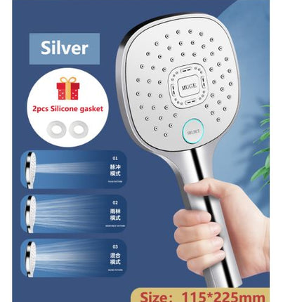 Vandbesparende brusehoved M/slange + 3 funktioner