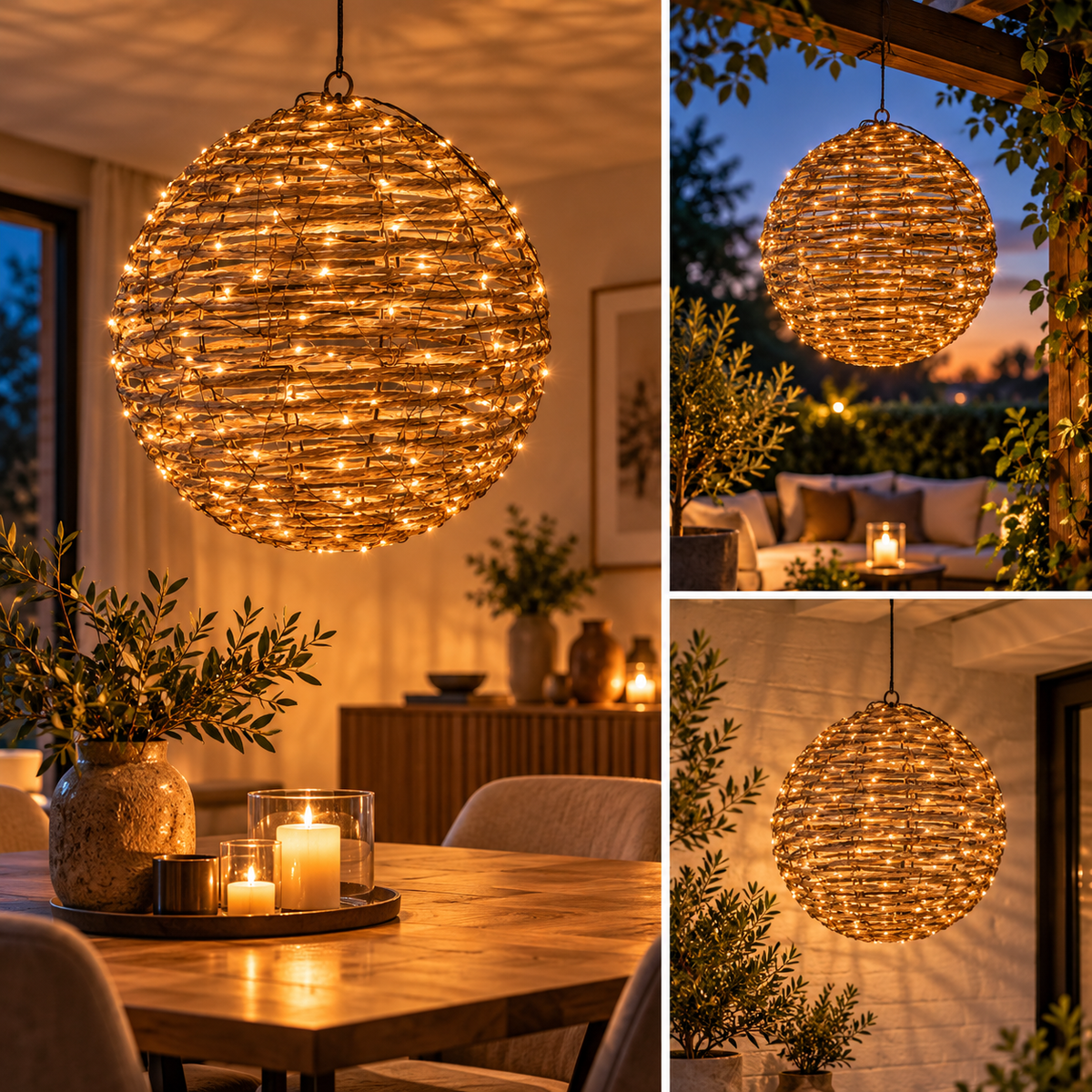 Hängande LED-ljuskula Ø35 cm med 400 varmvita ljus