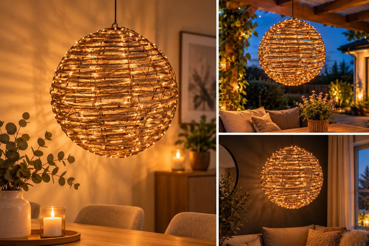 Hängande LED-ljuskula Ø35 cm med 400 varmvita ljus