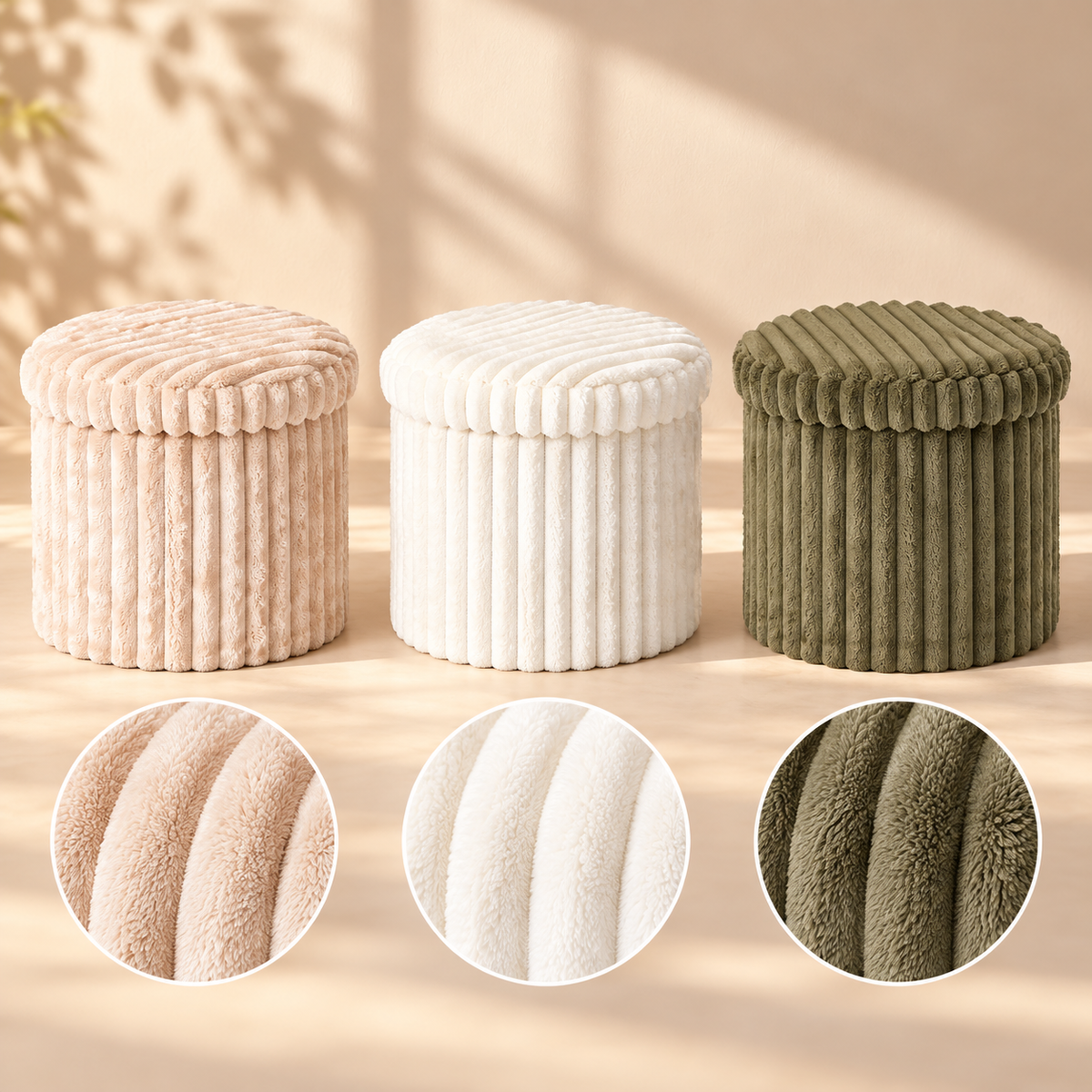 Fällbar sittpuff med förvaring – 3 färger