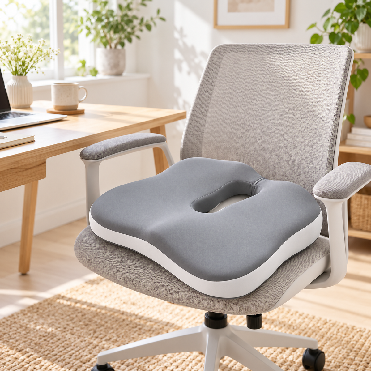 Memory Comfort ergonomisk siddepude med memory foam og kølende betræk 41x37x6 cm