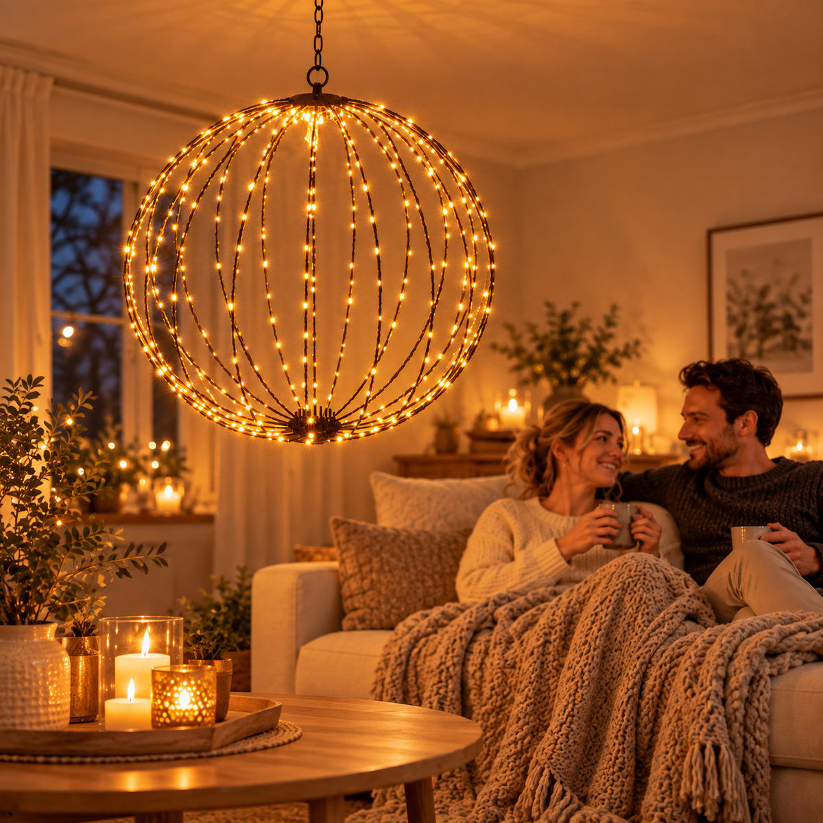 LED-ljusklot med varmvitt ljus – 40, 50 eller 60 cm med timer