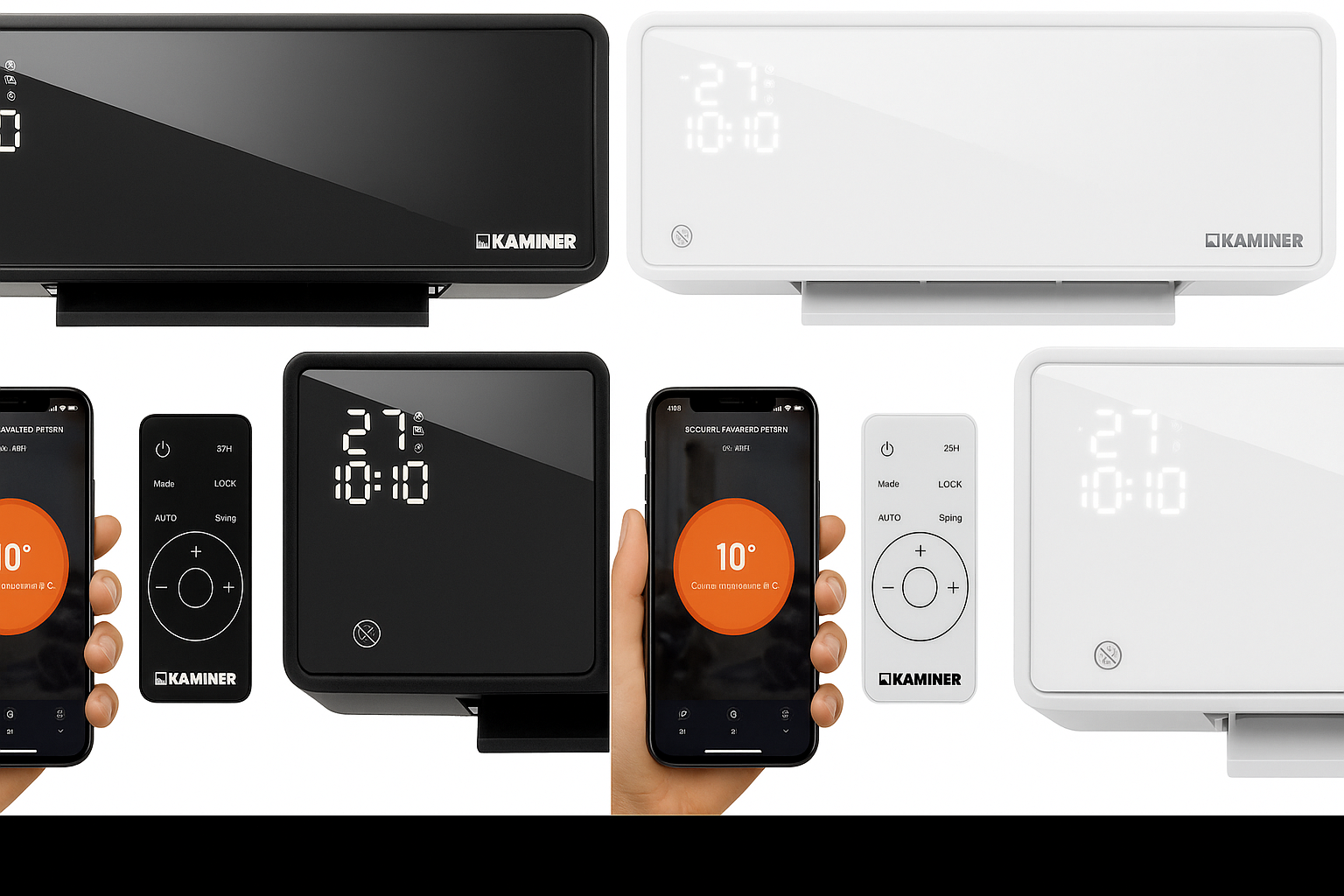 Elektrisk värmare med WiFi, 2000W, Väggmonterad