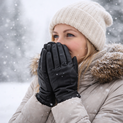 Exklusiva läderhandskar för kvinnor 100 % äkta läder - snygg värme för dina händer!