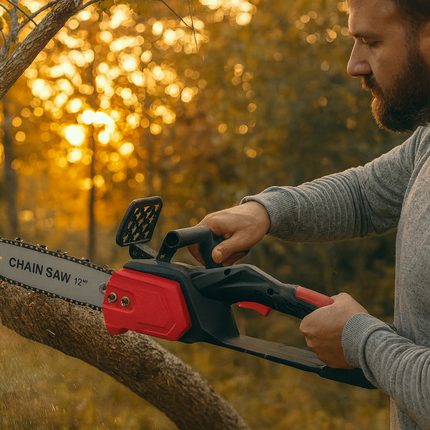 Batteridriven motorsåg 1200W - 30 cm Klipplängd