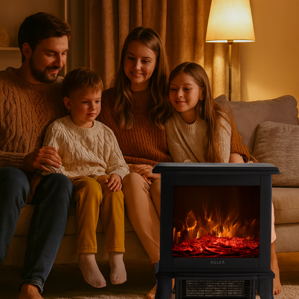 Elektrisk spis med 3D-flameffekt – kompakt och snygg värmare