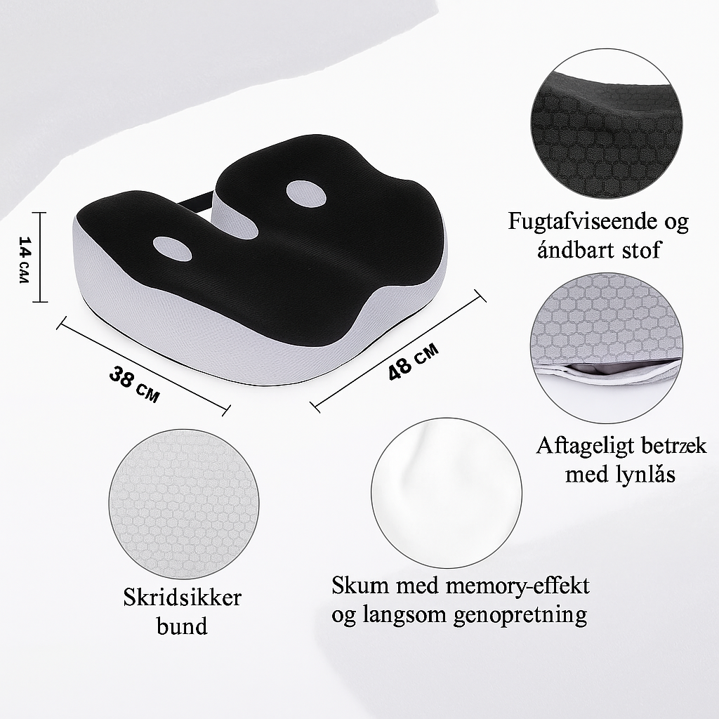 Siddepude, justerbar bredde, med Memory Skum – Ergonomisk Komfort