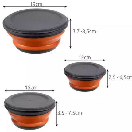 Silikonfällbar skål - 3 st.