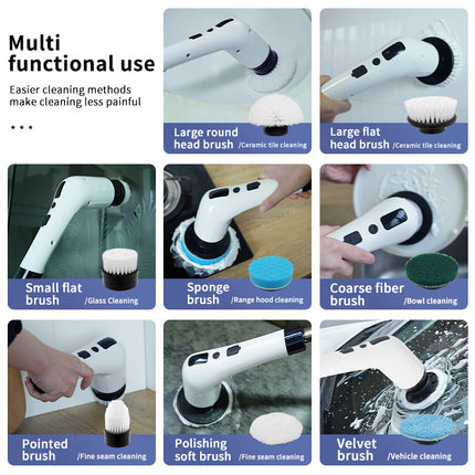 Uppladdningsbar rengöringsborste med justerbart teleskophandtag