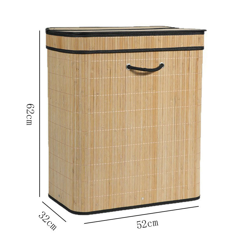 Tvådelad bambu tvättkorg 100L – Elegant korg för sortering av tvätt