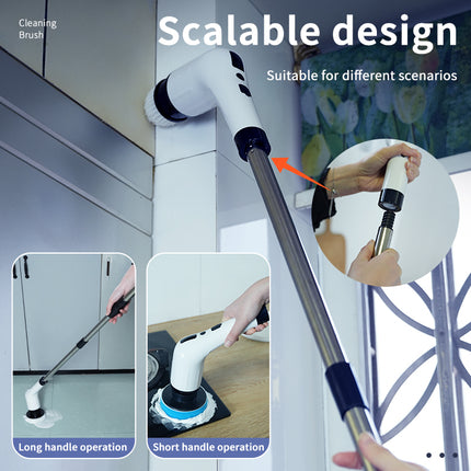 Uppladdningsbar rengöringsborste med justerbart teleskophandtag