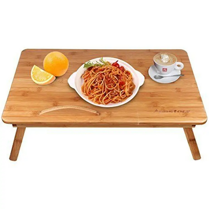 Senge bord i Bambus med Skuffe og Kopholder