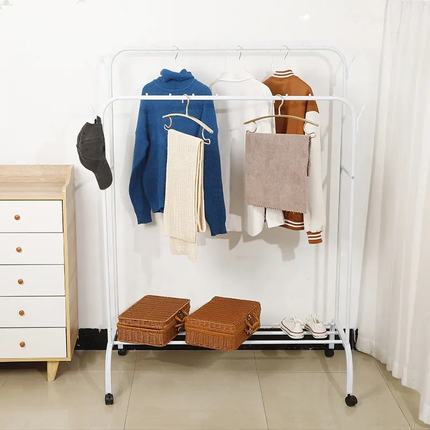 Tøjstativ med bundhylde, hvid eller sort – Multifunktionel Opbevaring til Hjemmet