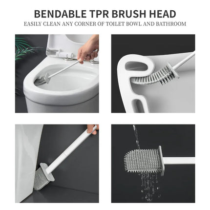 Toalettborste med platt silikonhuvud - EXTRA MINSKAD