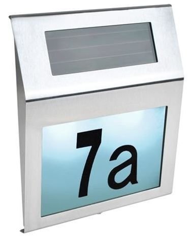 Husnummer med solcelle belysning