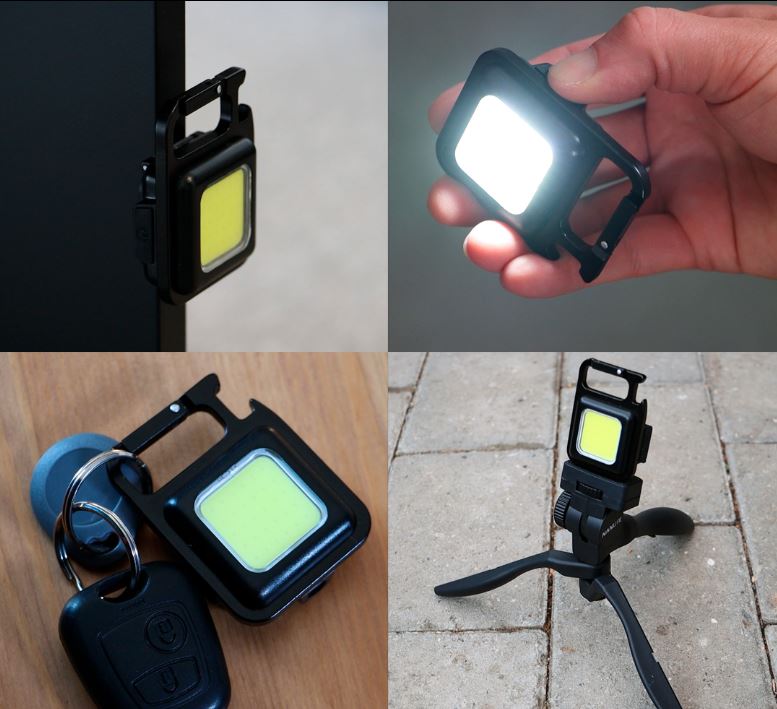 Multifunktionell ficklampa nyckelring med flasköppnare