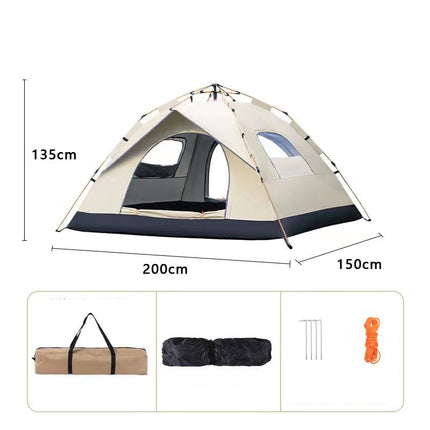 Pop-up Telt til 3-4 Personer – Med 2 Døre, Vinduer og Bæretaske
