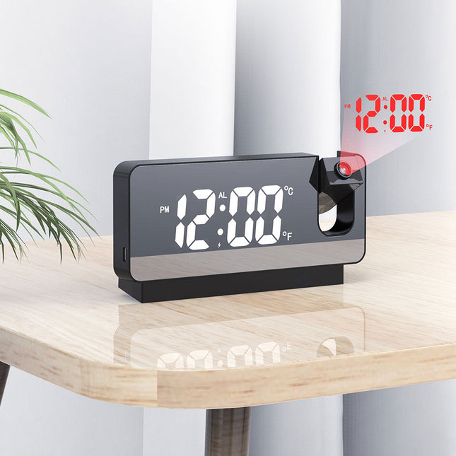 Digitalt Projektions ur med 180° Justerbar Projektion & Spejlskærm