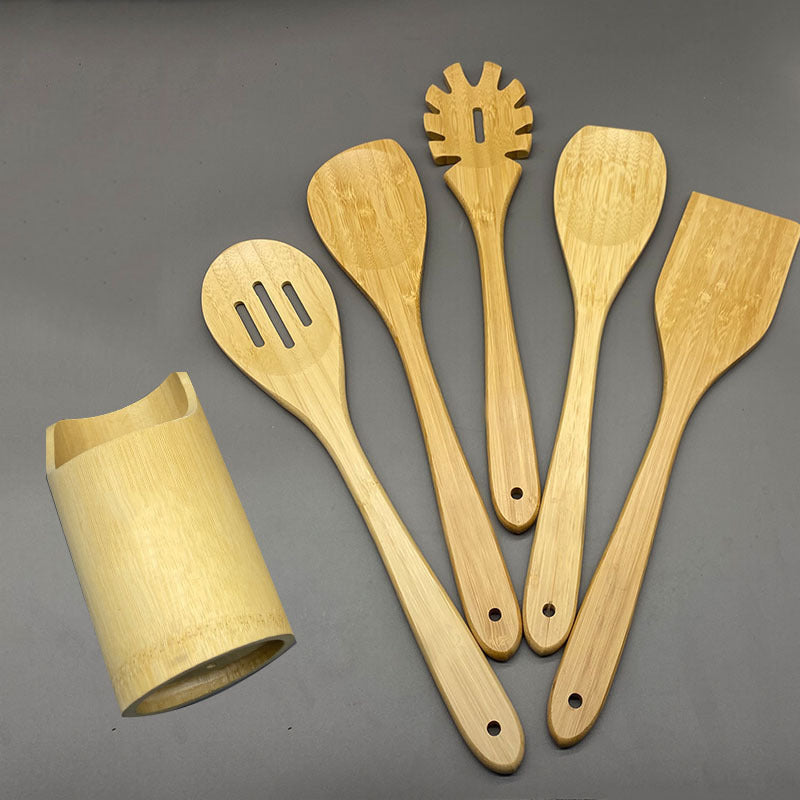 Bambu köksset 6 delar plus hållare