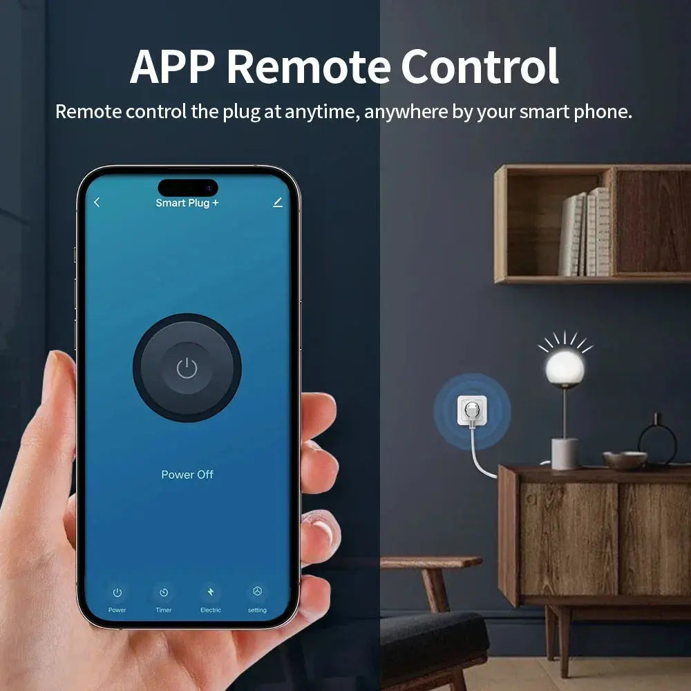 Smart WiFi Stikkontakt 20A med Energimåler – Kompatibel med Alexa & Google Home