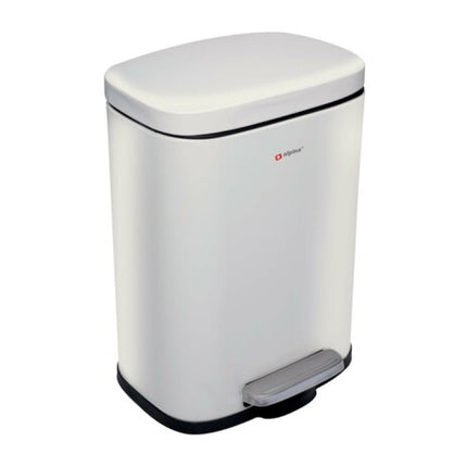 Pedalbehållare från Alpina 5 &amp; 12 liter, i matt vit med mjukstängande funktion