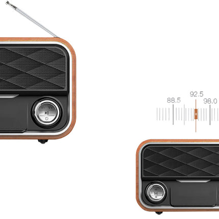 Bluetooth-högtalare med retrodesign, FM-radio och AUX