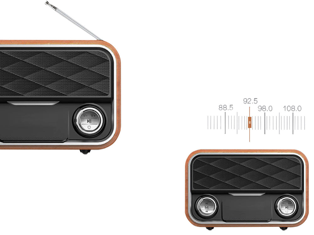 Bluetooth-högtalare med retrodesign, FM-radio och AUX