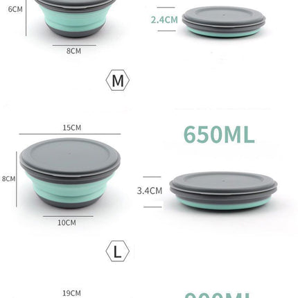 Silikonfällbar skål - 3 st.
