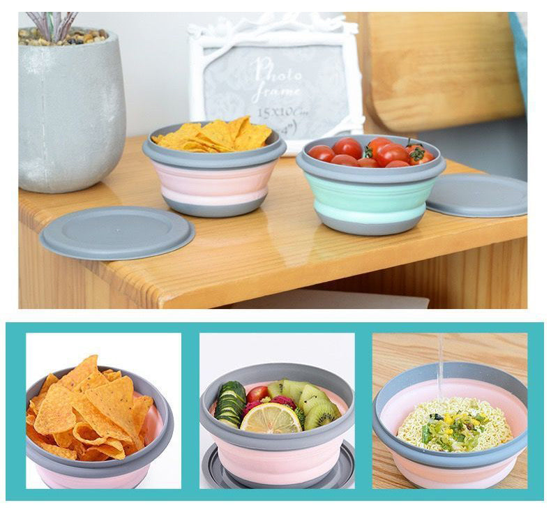 Silikonfällbar skål - 3 st.