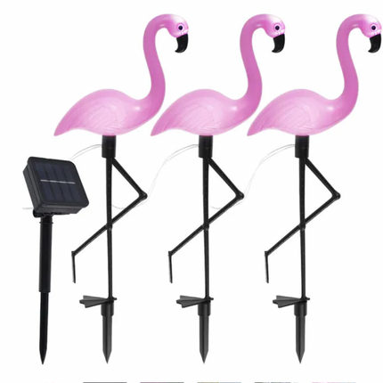 3-Styks Flamingo Solcellelamper: Vandtætte LED Havepynt til Stemningsfuld Udebelysning