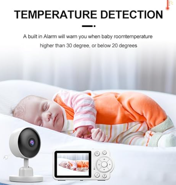 Babyvakt 2,8” Skärm – Trådlös utan WiFi, Mörkerseende & 2-vägs Ljud