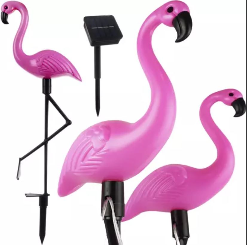 3-Styks Flamingo Solcellelamper: Vandtætte LED Havepynt til Stemningsfuld Udebelysning