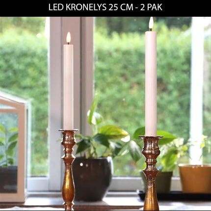 LED Kronelys 25 cm   - 2 pak