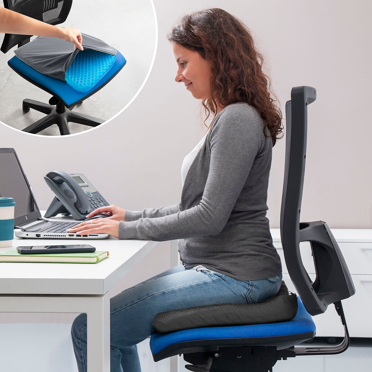 Ergonomisk sittdyna med gel- och bikakestruktur – Ökad komfort hela dagen lång