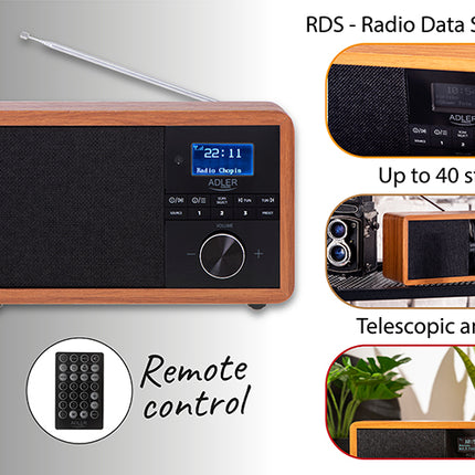 Trådløs radio med DAB+, Bluetooth & Alarm